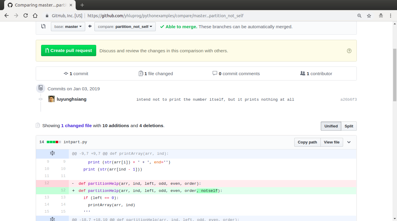 The pull request can show the line-by-line differences.