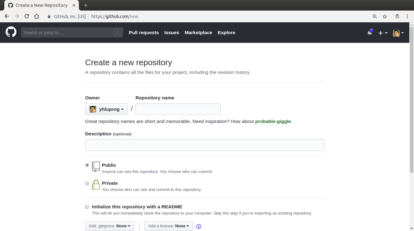 Create a repository in github